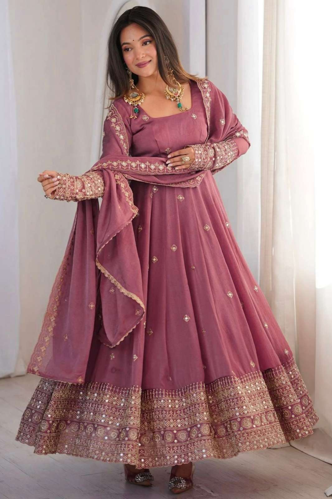 Balaji Emporium DHK 23544 Ready to Wear Rangoli Crush Silk Embroidery Work Suit
