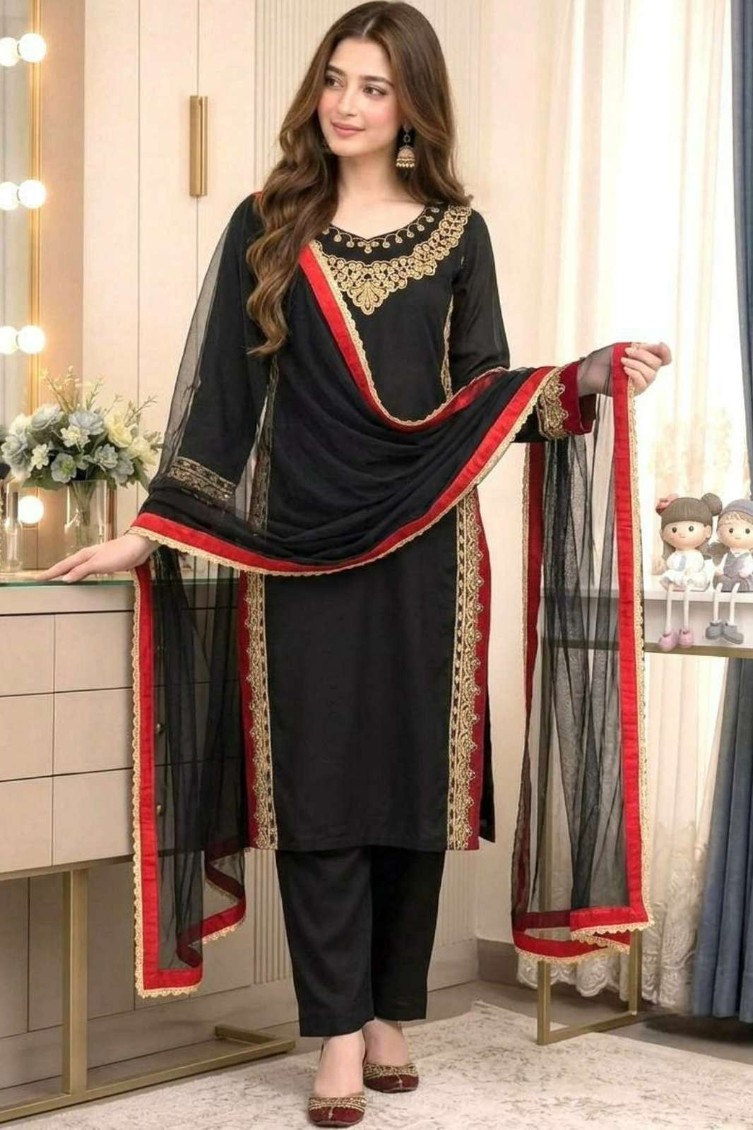 Balaji Emporium DV 23425 Ready to Wear Mul Chanderi Sequence & Embroidery Work Suit