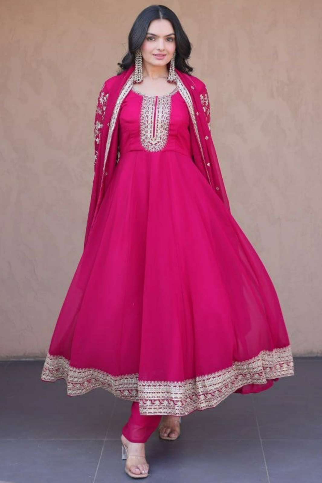 Balaji Emporium DV 23481 Ready to Wear Faux Blooming Sequence & Embroidery Work Anarkali Suit