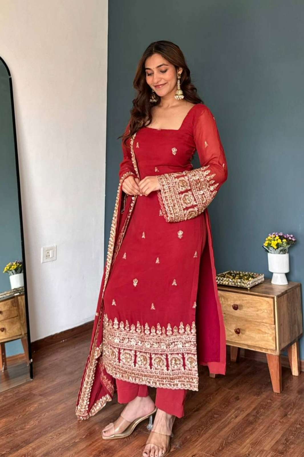 Balaji Emporium KD 1548 Ready to Wear Thread & Sequnce work Heavy Faux Georgette Suit