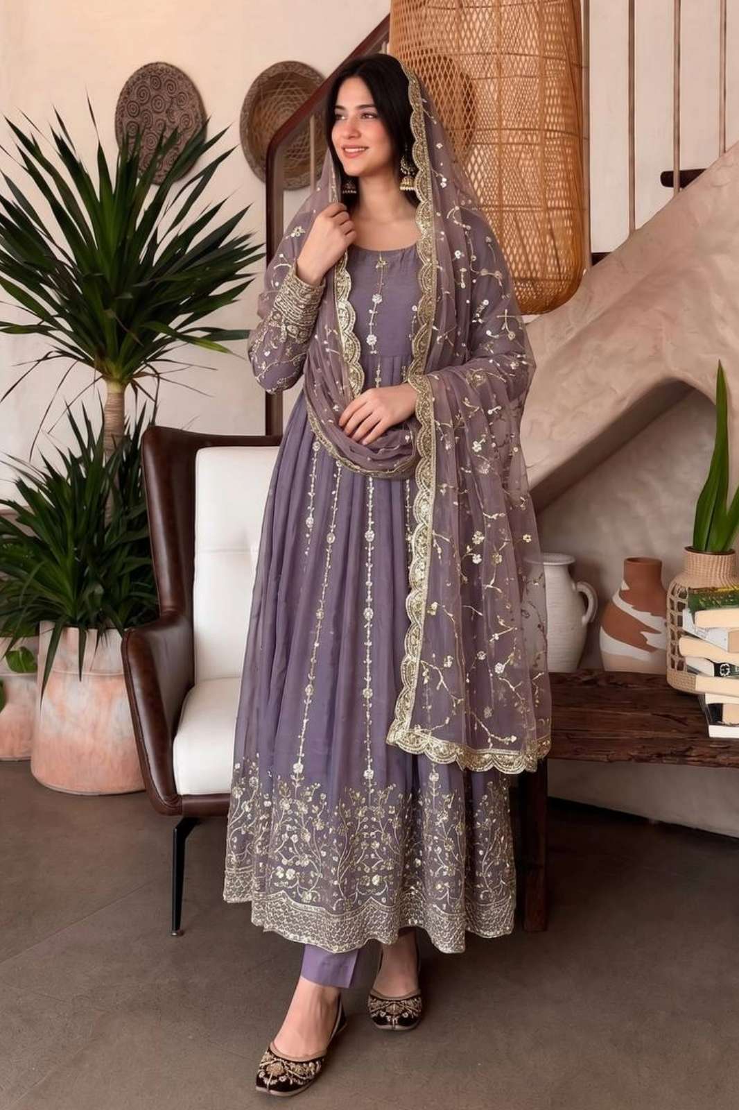 Balaji Emporium SSC 726 Ready to Wear Heavy Fandy Silk Embroidery Sequins and Threads Work Suit