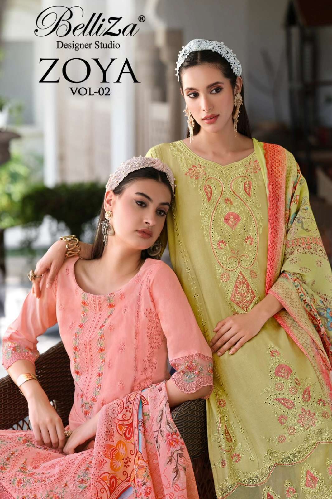 BelliZa OMBRE ZOYA VOL 2 100% Pure Cotton Lawn Karachi Embroidery Work Pakistani Suit 