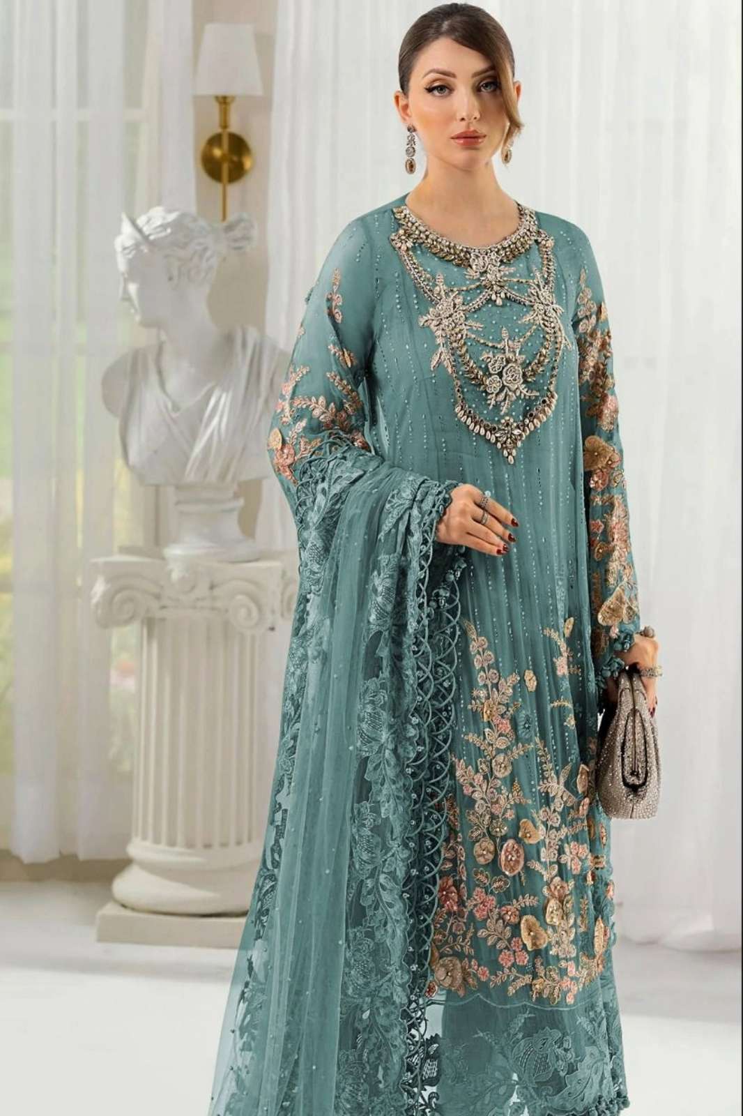 BILQIS B 217  A TO D FAUX GEORGETTE EMBROIDERED & CUTWORK PAKISTANI SUIT