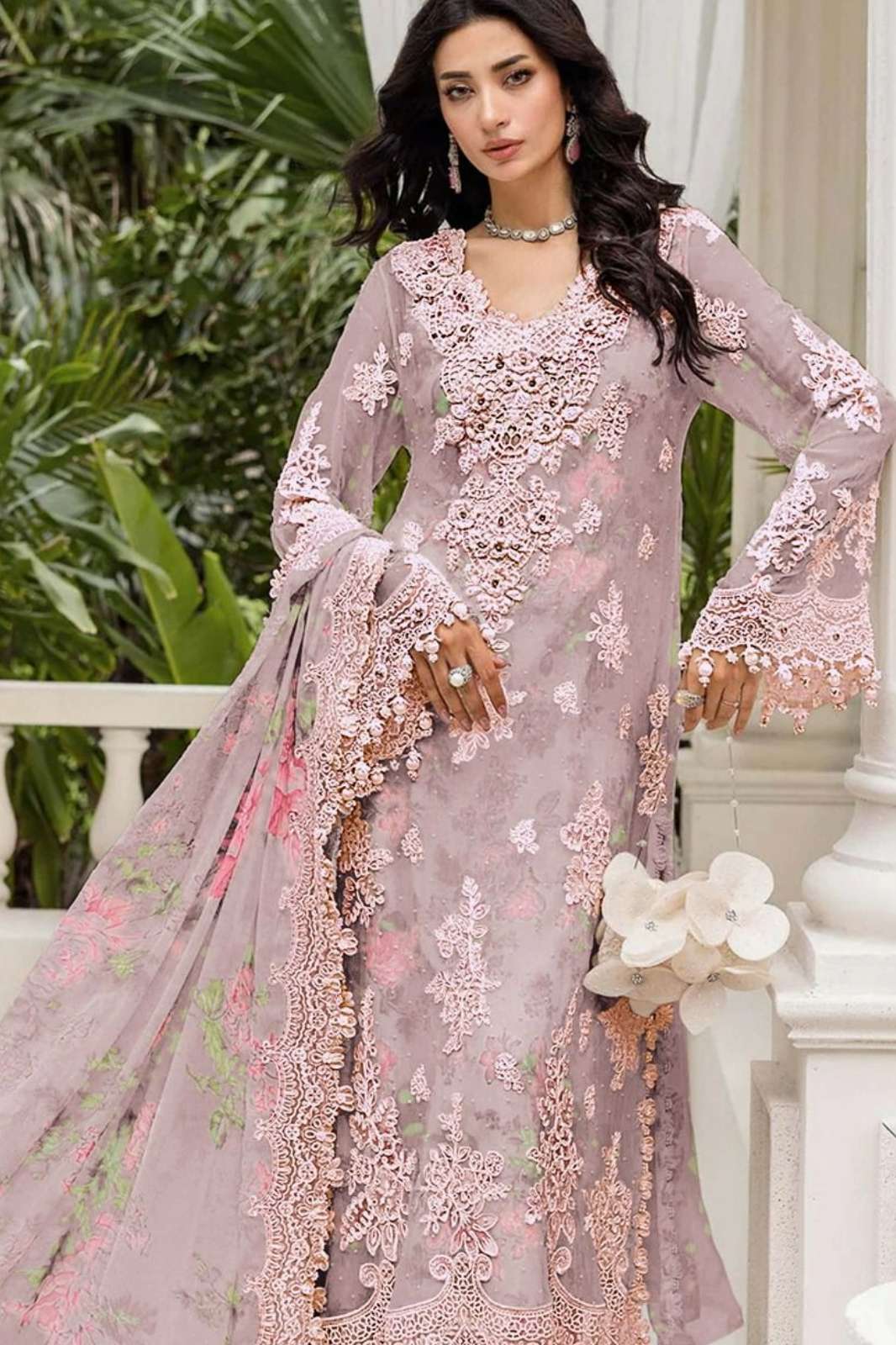 BILQIS B 232 A TO D ORGANZA EMBROIDERED & KHATLI WORK PAKISTANI SUIT