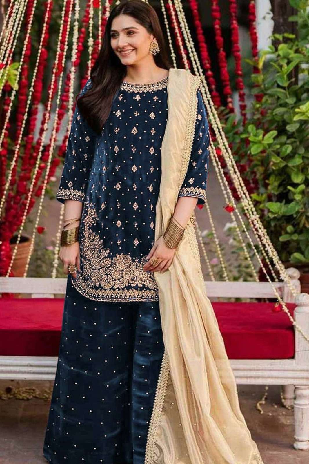 BILQIS B 256 A TO D JIMI CHU EMBROIDERED & PEARL WORK PAKISTANI SUIT