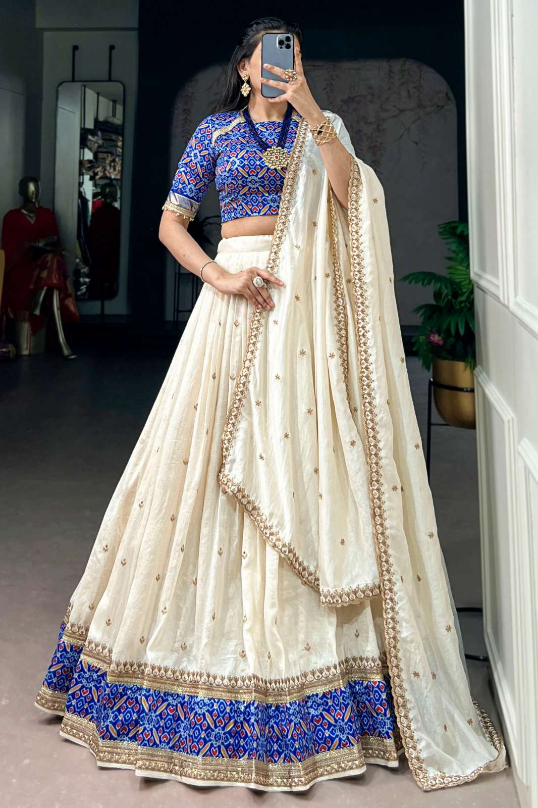 Crazycloths 23396 Vichitra Silk Sequins & Embroidery Work Lehenga Choli