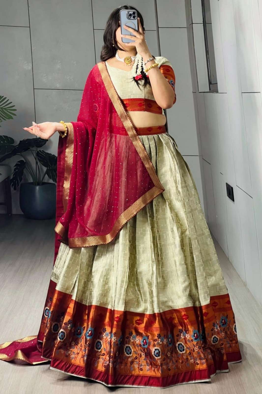 Crazycloths 23413 Silk Beautiful Zari Weaving Work Lehenga Choli