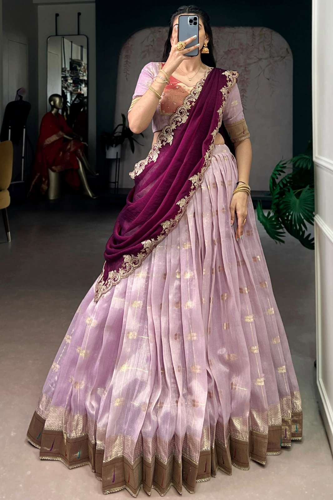 Crazycloths 23573 Slub Kota Zari Weaving Work & Paithani Border Lehenga Choli
