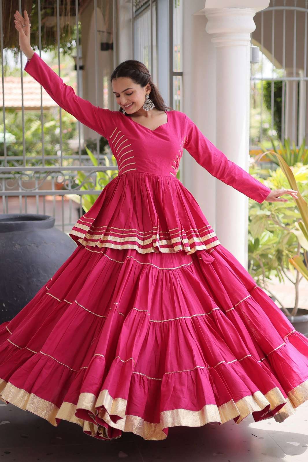 Crazycloths LW 23380 Ready to Wear Cotton Gota Patti Work Navratri Lehenga Choli