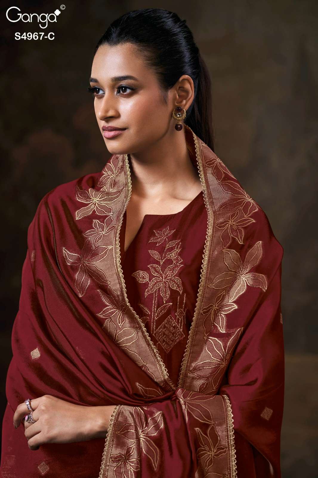GANGA RAASHII 4967 PREMIUM PURE VISCOSE WOVEN SILK SWAROVSKI EMBROIDERED