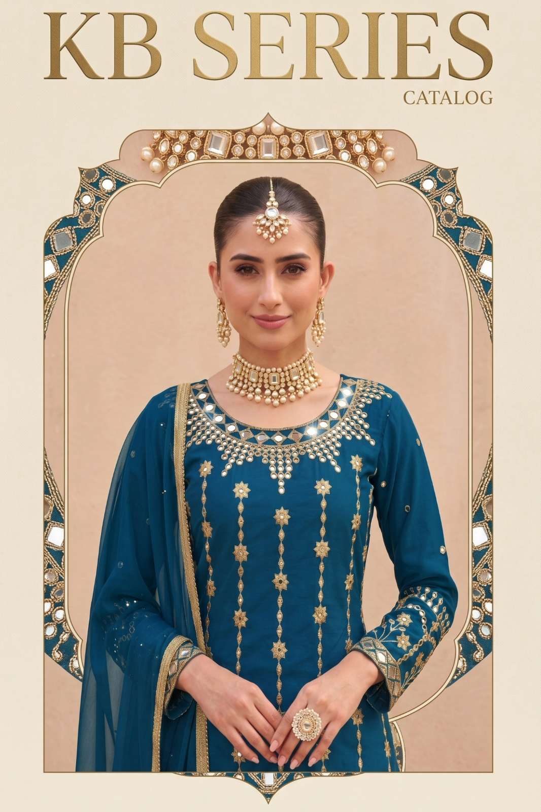 KB SERIES KB 4113 Soft Silk Real Mirror & Embroidery Work Suit 