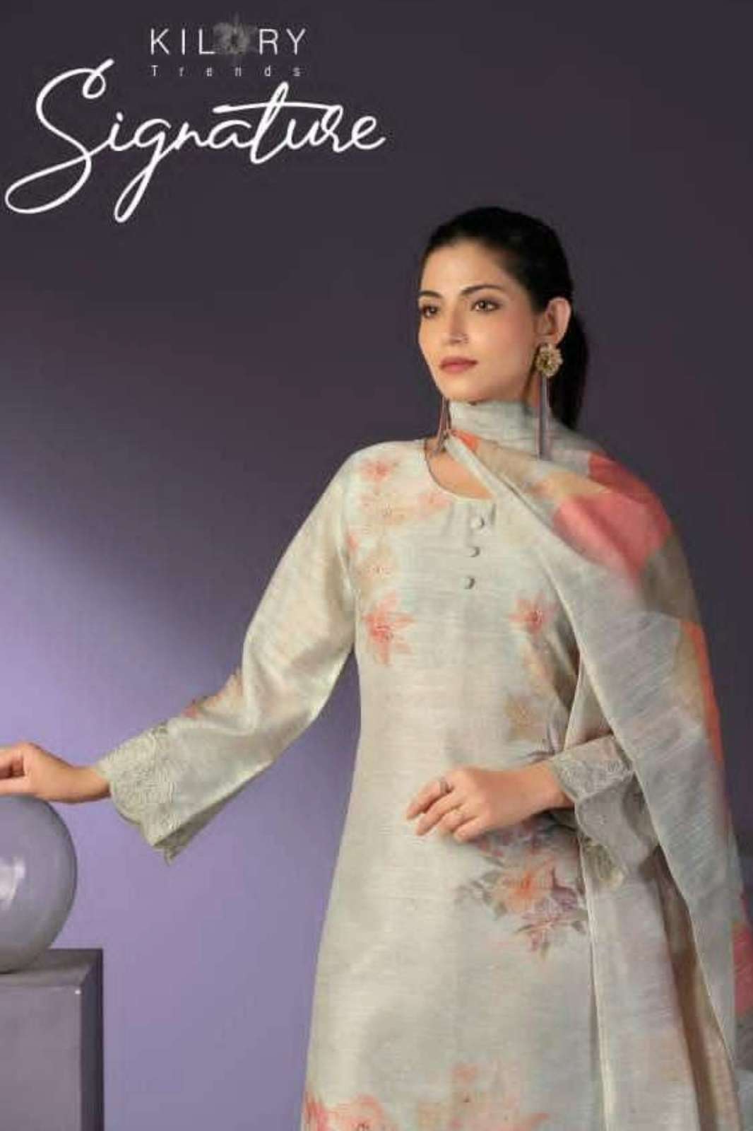 KILORY TRENDS SIGNATURE PURE BHAGALPURI DIGITAL PRINT & EMBROIDERED SUIT 