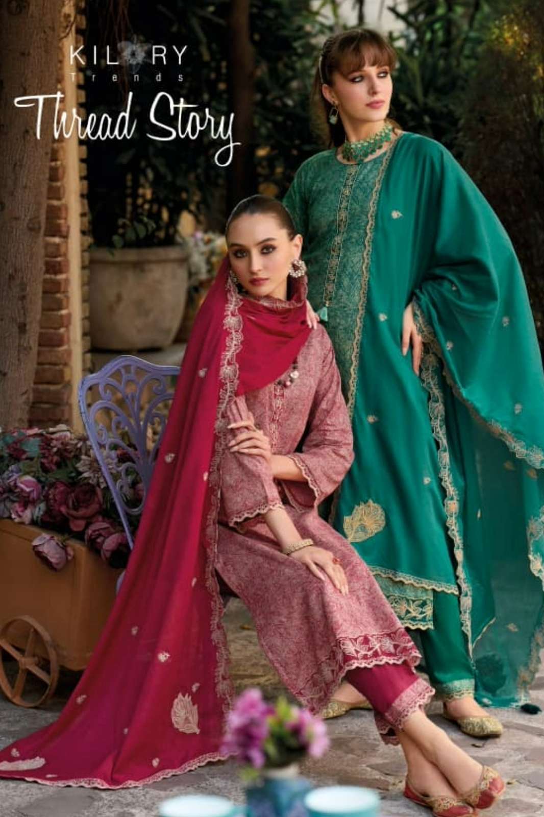 KILORY TRENDS THREAD STORY PURE LWAN COTTON DIGITAL PRINT & EMBROIDERED SUIT