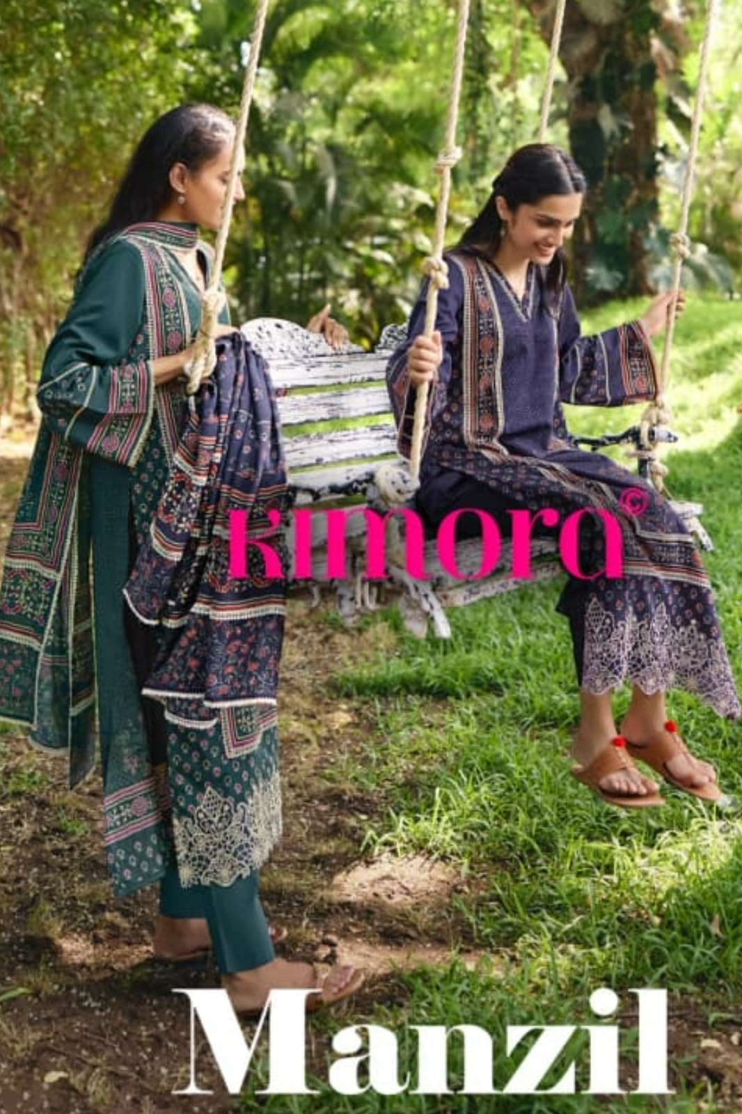 KIMORA MANZIL PURE LAWN COTTON DIGITAL PRINT & CROCHET LACE SUIT