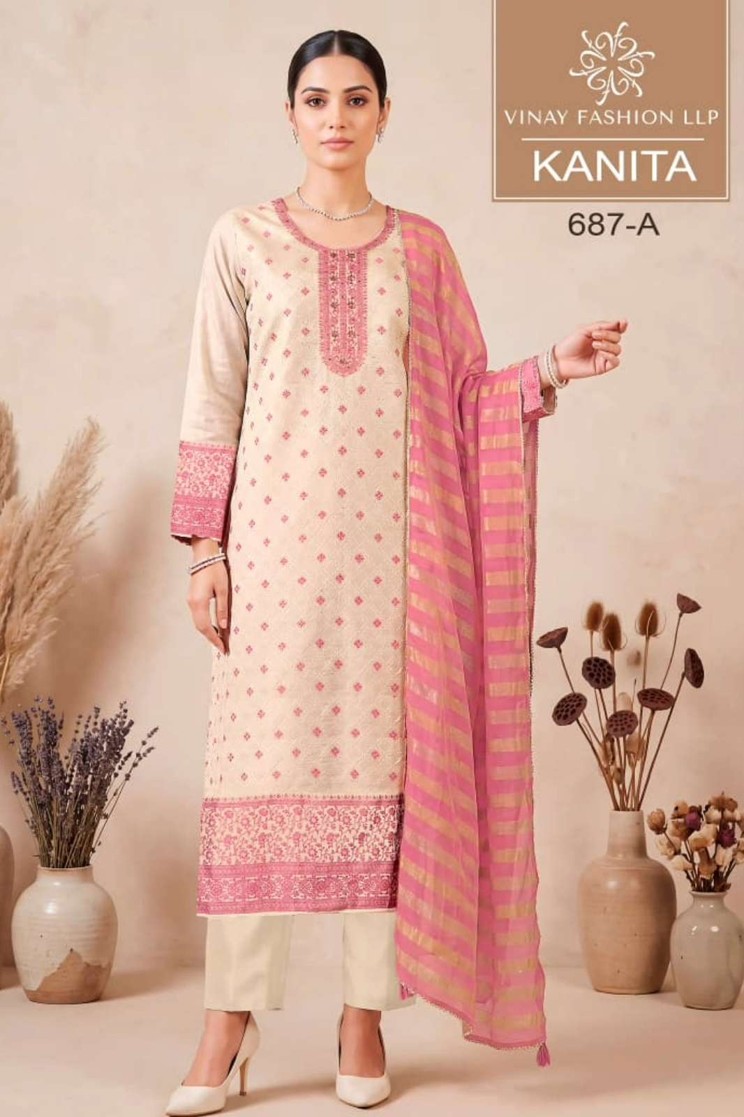 KULEESH KANITA VISCOSE KANJIVARAM SILK JACQUARD HANDWORK SUIT 