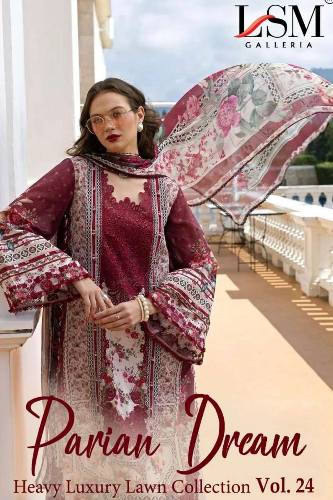 LSM GALLERIA VOL 24 Beautiful Printred Lawn Pakistani Suit 