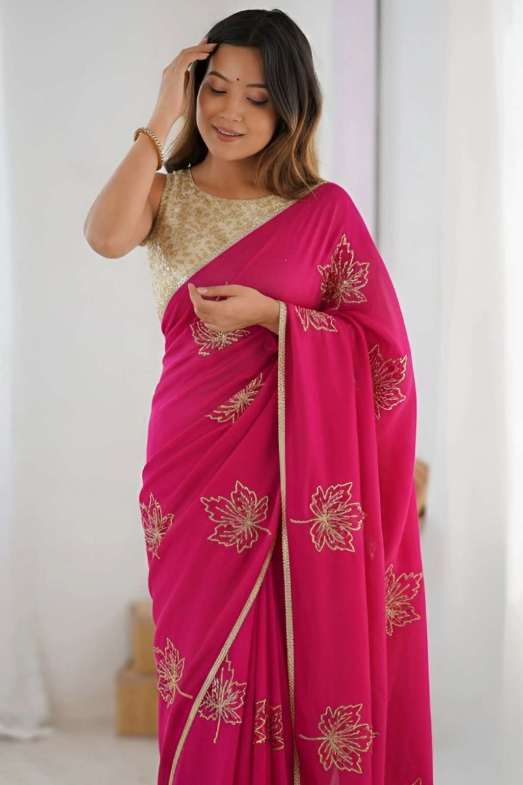 Mahotsav KARTIKA Vichitra Silk With Designer Embroidery Work Saree