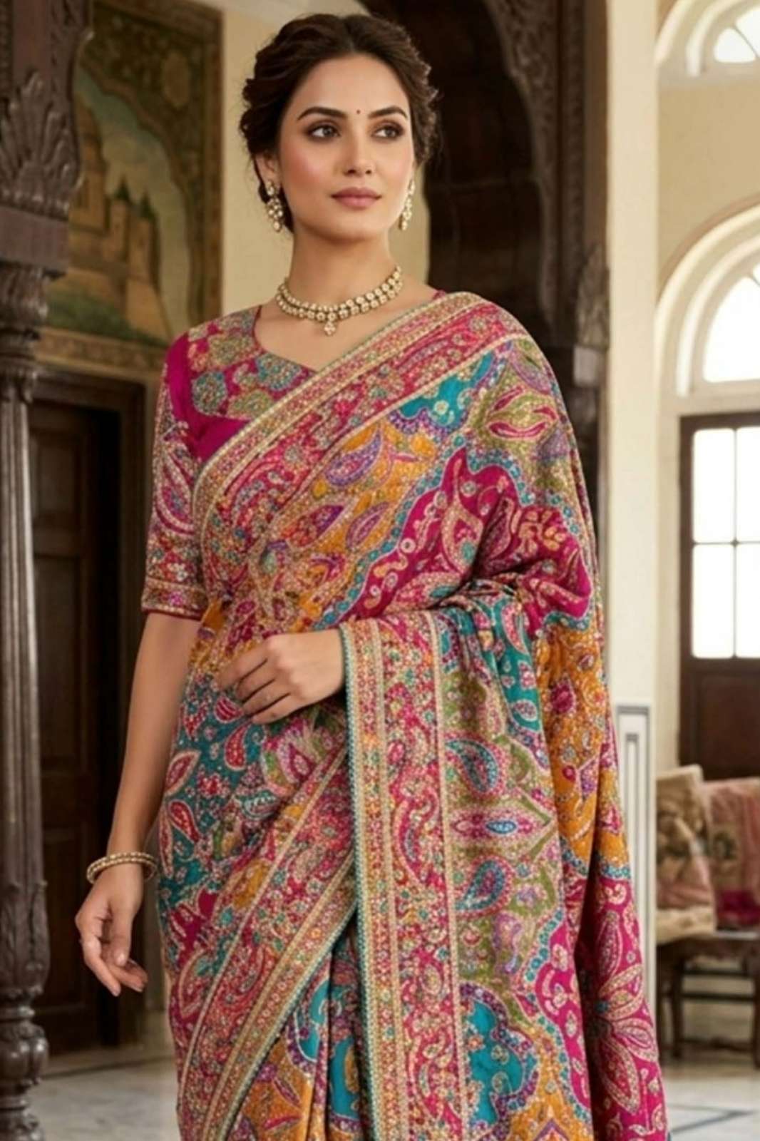 Mahotsav RAJWADI VOL 03 Natural Crape Aaari Hand work with Position work Saree
