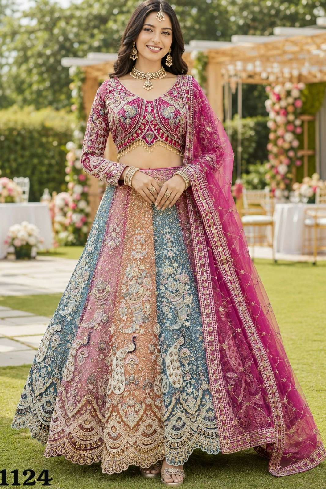 MRUDANGI MORNI VOL 9 READY TO WEAR REAL PREMIUM NET RESHAM EMBROIDERED WEDDING LEHENGA