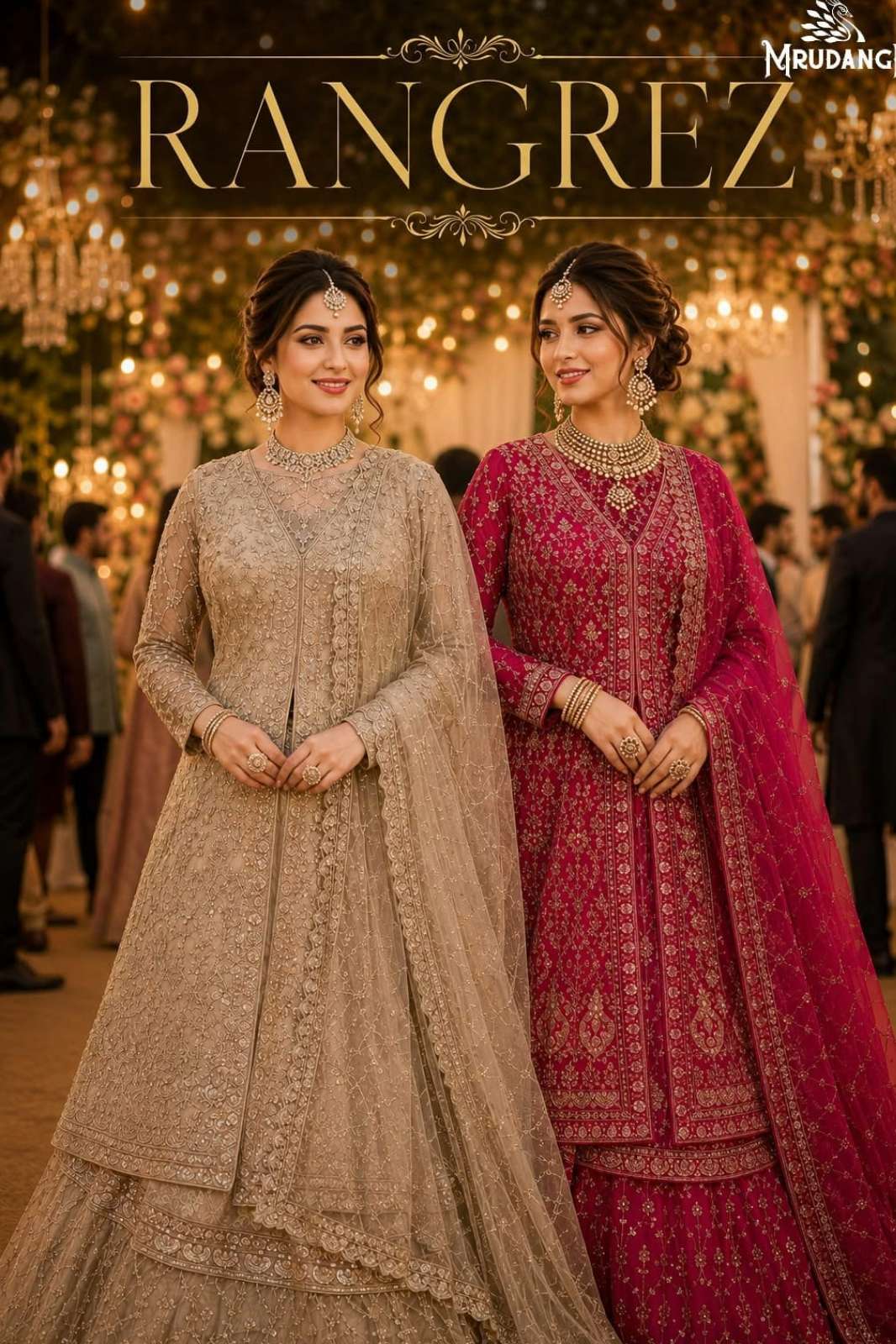 MRUDANGI RANGREZ READY TO WEAR  PREMIUM VISCOUS TISSUE EMBROIDERED LEHENGA