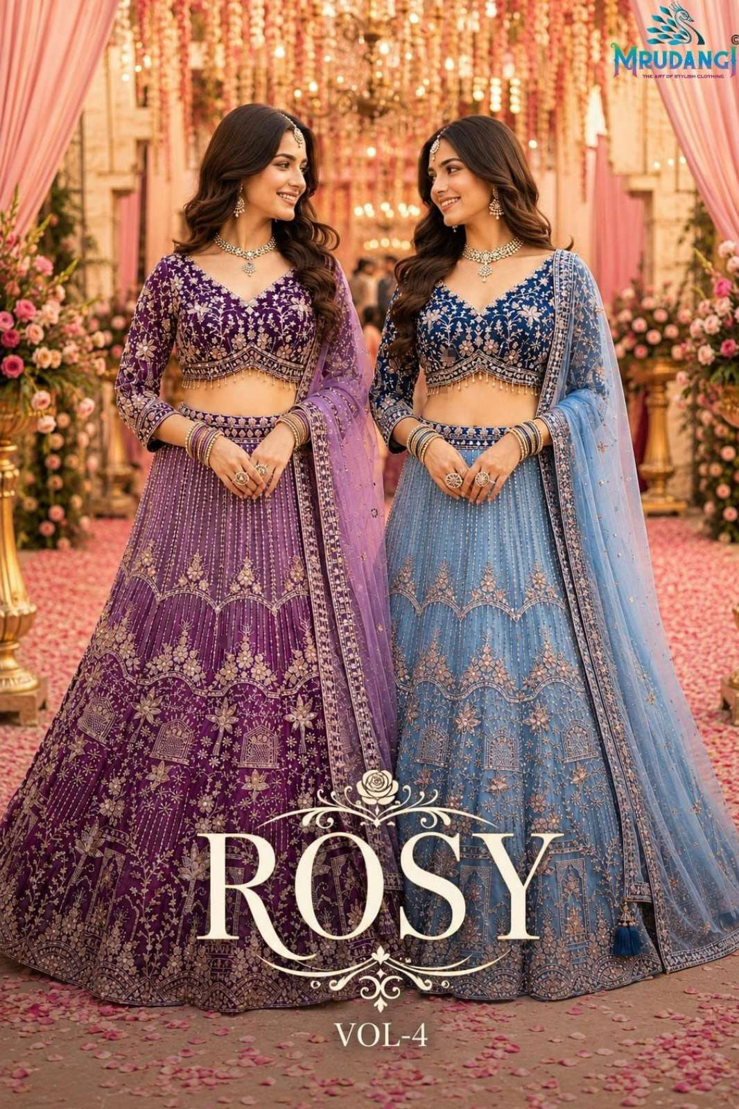 MRUDANGI ROSY VOL 4 READY TO WEAR REAL PREMIUM NET EMBROIDERED WEDDING LEHENGA