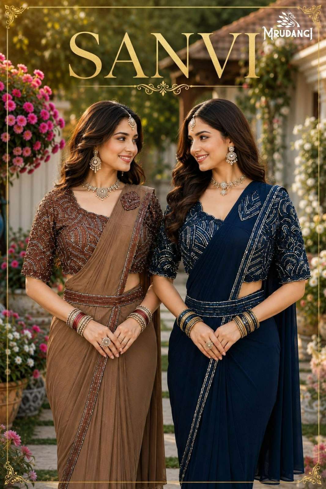 MRUDANGI SANVI READY TO WEAR SAREE REAL PREMIUM LYCRA WITH EMBROIDERY WORK
