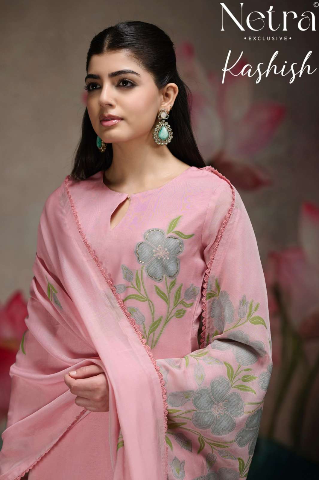 NETRA KASHISH PURE BEMBERG BANARASI JAMDANI HAND WORK SUIT 