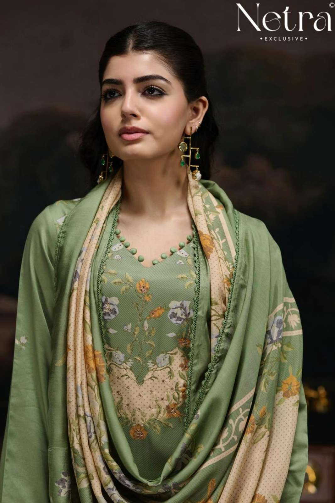 NETRA KRISTI PURE COTTON DIGITAL PRINT & CROCHET LACE WORK SUIT 