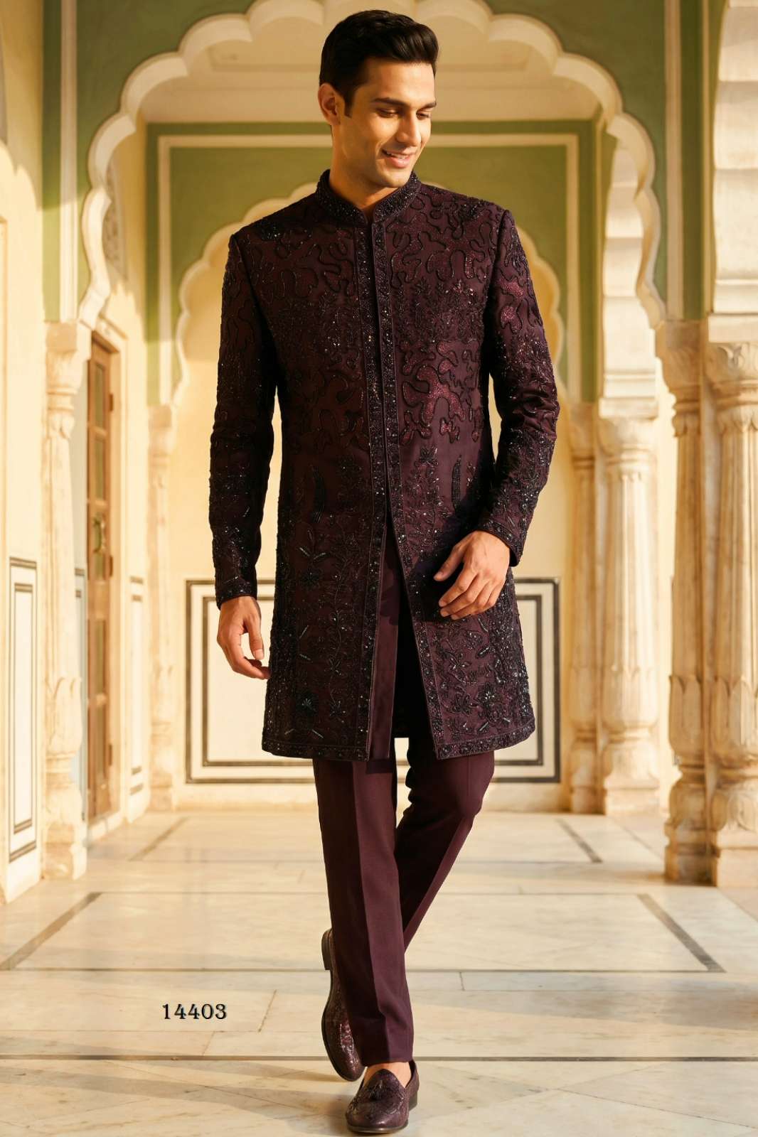 Outluk Vol 144 Ready to Wear Pure Heavy Armani Embroidery & Sequence Work Sherwani 