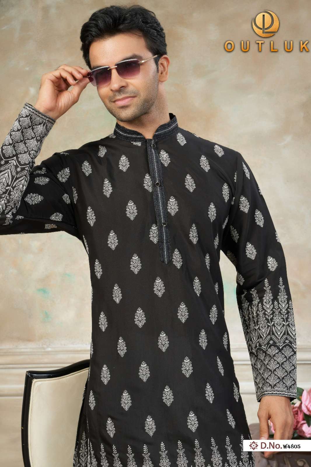 Outluk Wedding 48 Ready to Wear Pure Silk Embroidery Work Mens Kurta Pajama