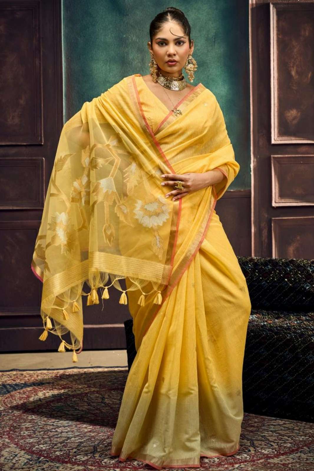 Rajtex Heer Pure Munga Silk Handloom Weaving Work Saree 