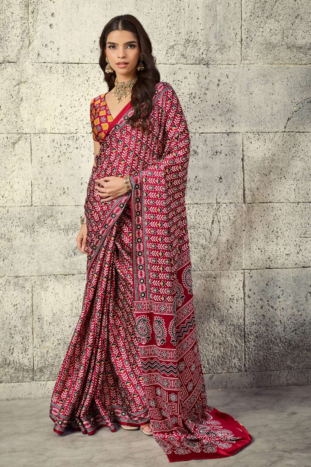 Rajtex PURE AJRAKH 40 Modal Satin Beautiful Ajrakh Printed Saree 