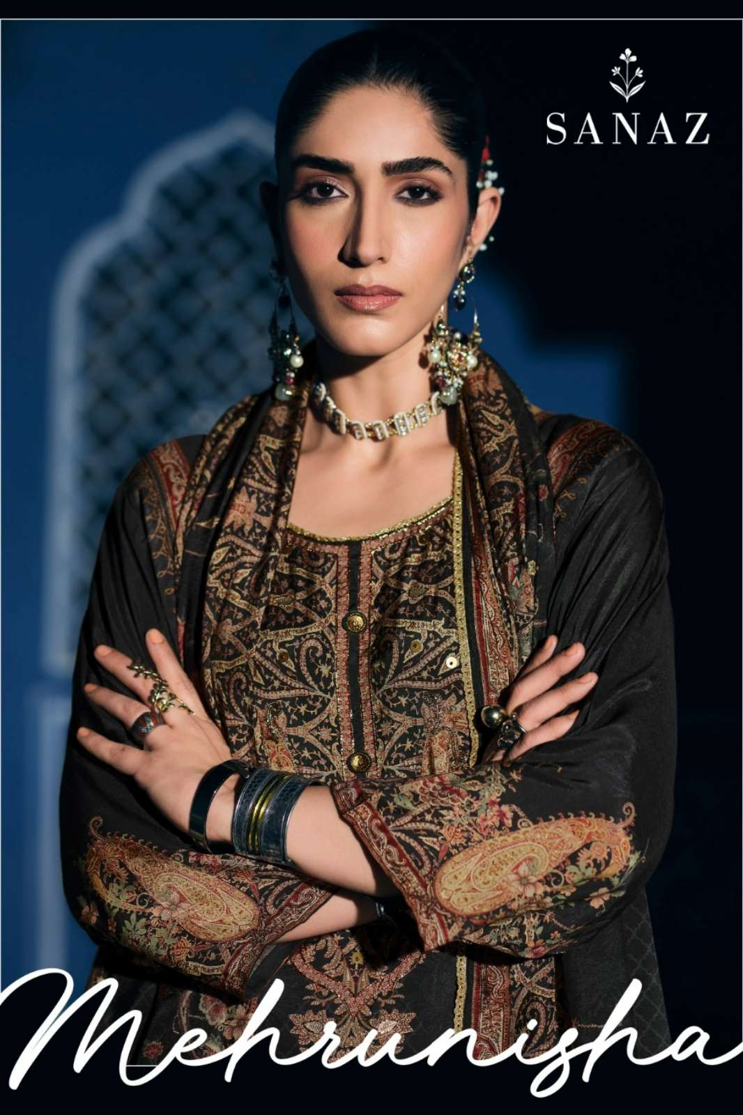 SANAZ MEHRUNISHA VISCOSE MUSLIN DIGITALLY PRINT & HANDWORK SUIT