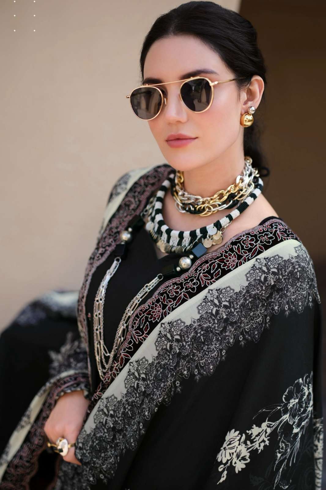 SANAZ TWIN MUSE VISCOSE DIGITALLY PRINTED WITH SEQUINS & HAND WORK SUIT