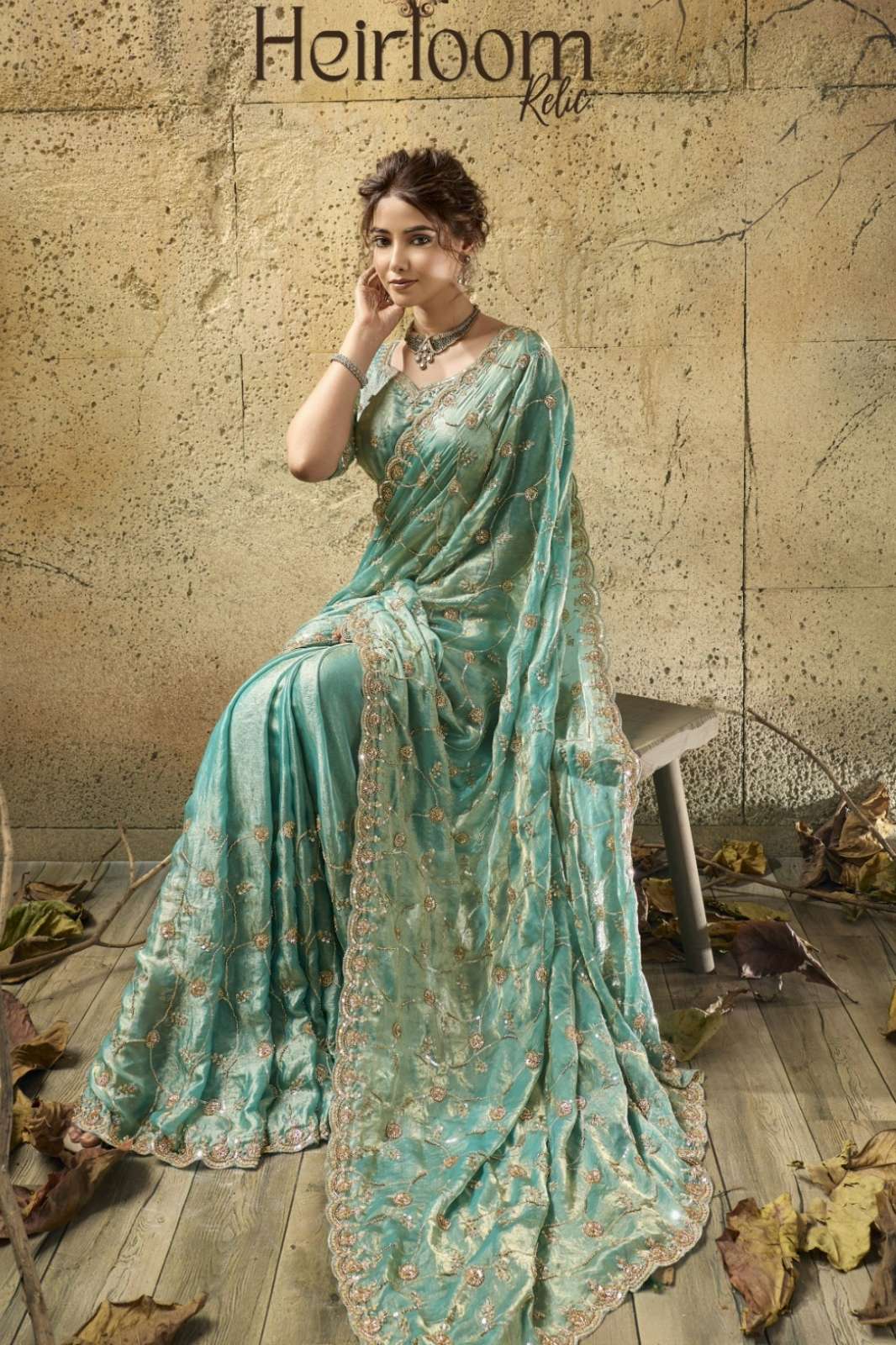 Sethnic Lifestyle Heirloom Relic Velvet Satin Zari work & Sequins Work Saree 