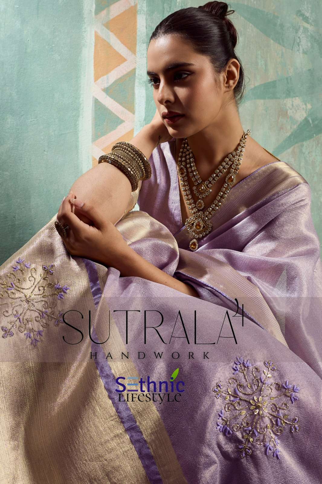 Sethnic Lifestyle Sutrala Vol 4 Tissue Handwork Sequins & Embroidery Work Saree