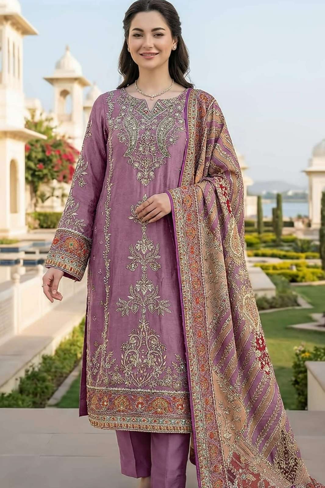 Shree Presents KT 335 Pure Viscous Maslin Fabric Digital Print & Aari Work Pakistani Suit