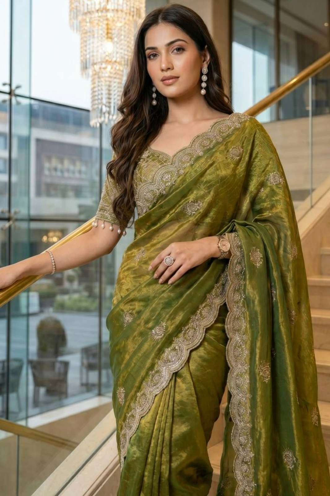 Shri Balaji Emporium 23404 Soft Fandy Satin Silk Embroidery Work Partywear Saree