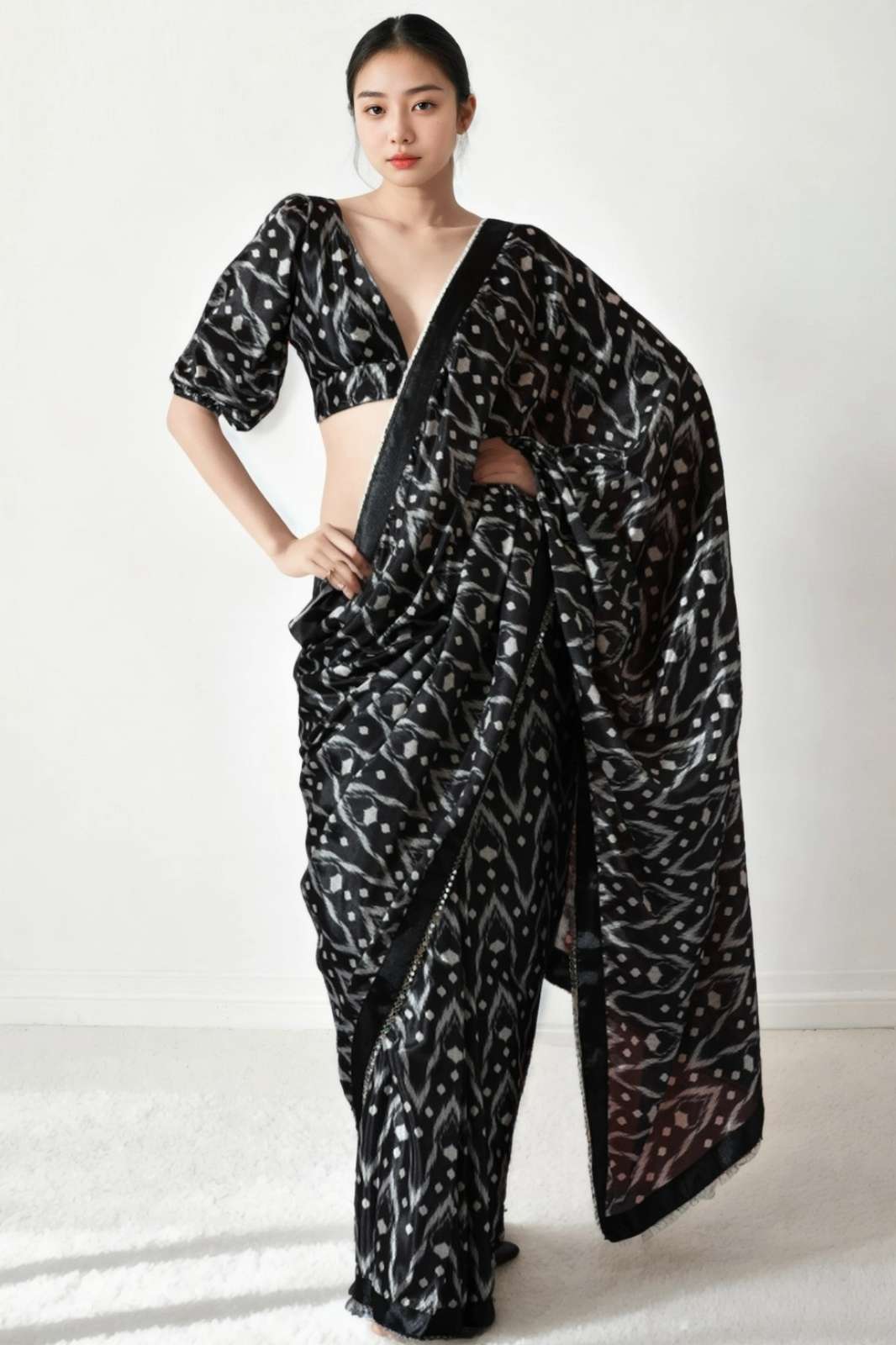 Shri Balaji Emporium 23513 Chinon Floral Digital Printed Saree