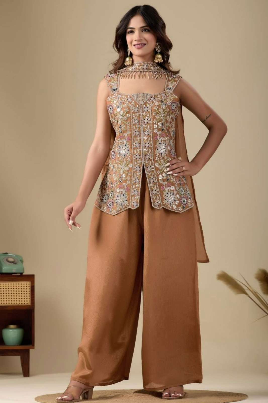 Shri Balaji Emporium DV 23429 Ready to Wear Viscose Chinon Silk Sequins & Embroidery Work Dress