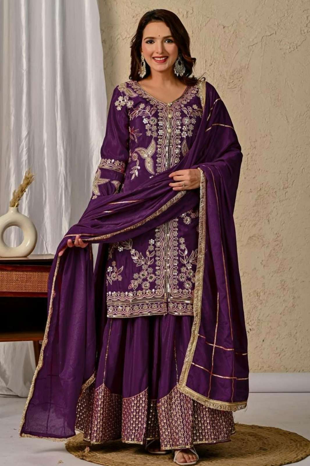 Shri Balaji Emporium DV 23459 Ready to Wear Chinon Silk Sequins & Embroidery Work Suit