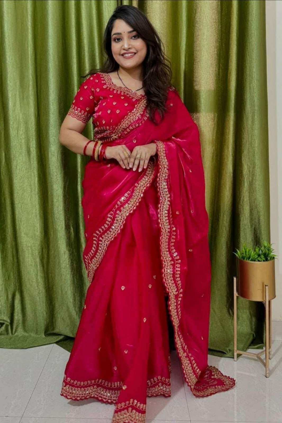 Shri Balaji Emporium KAVYA 23219 PURE SOFT ZIMMY CHOO SILK EMBROIDERY & SEQUENCES WORK SAREE