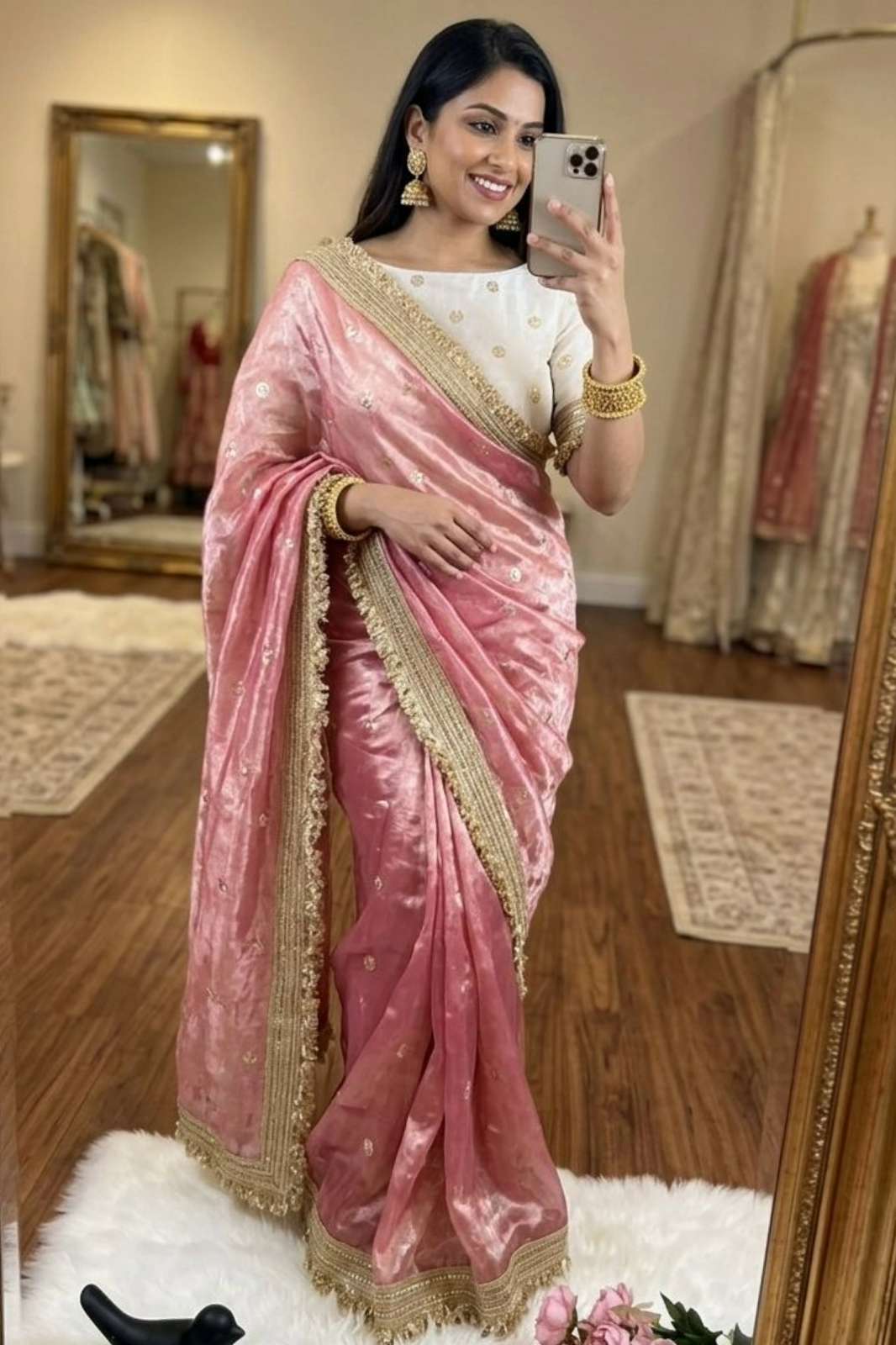 Shri Balaji Emporium KK 23208 Pure Fandy Satin Embroidery Work Partywear Saree
