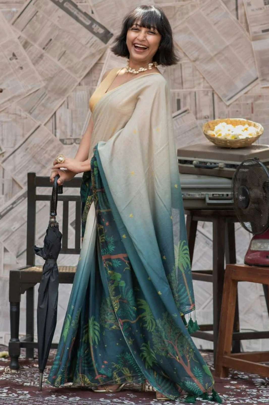 Shri Balaji Emporium KP 23250 Premium Linen Cotton Digital Printed Saree