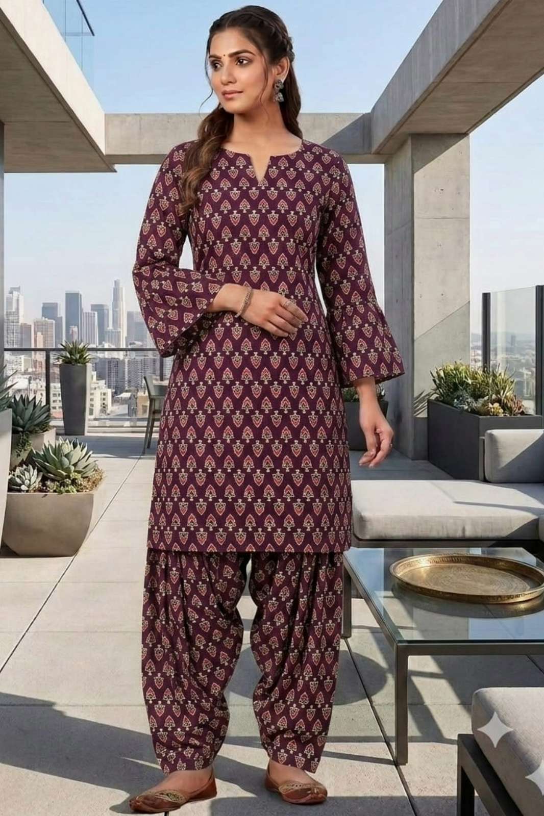 Shri Balaji Emporium RF 23319 Ready to Wear Cambric Cotton Bagru hand block printed Patiyala Suit Salwar 