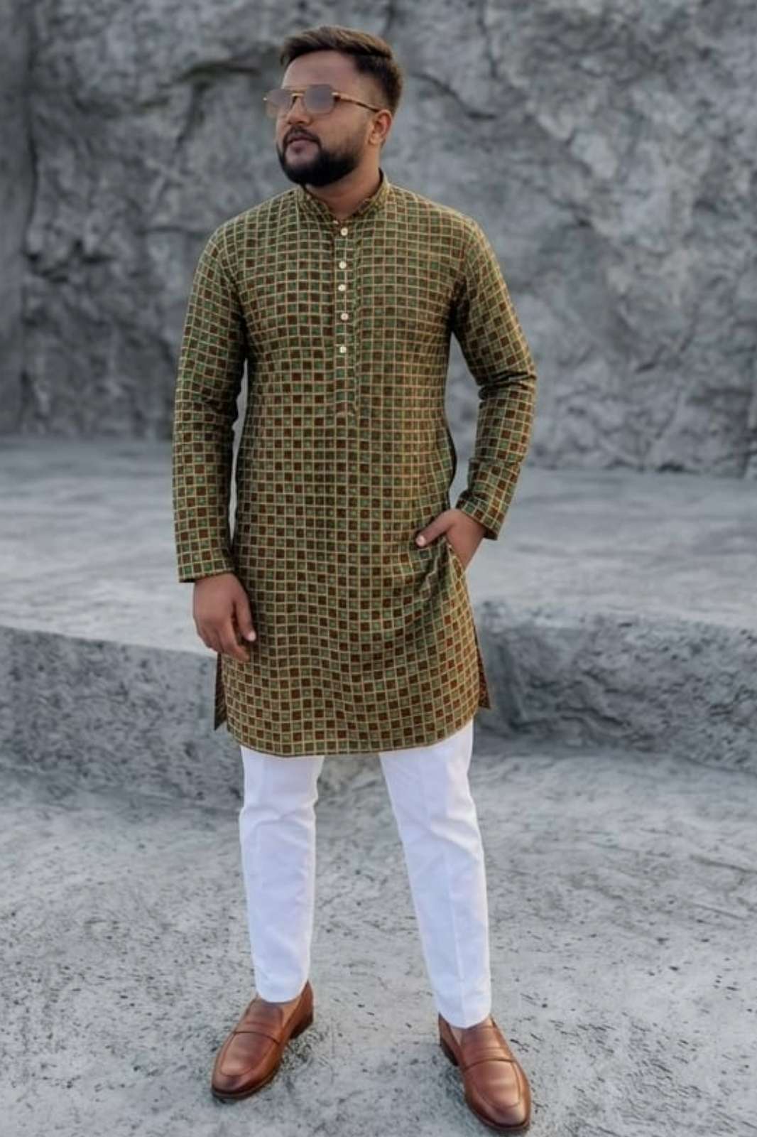 Shri Balaji Emporium SK 23170 Ready to Wear Jaquard Mens Kurta with Cotton Payjama
