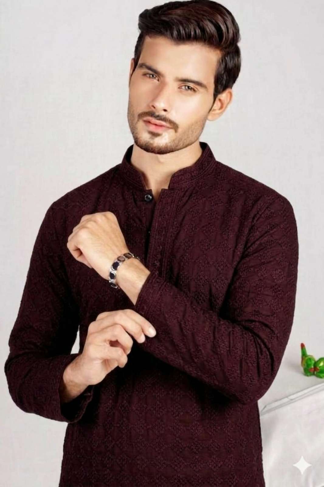 Shri Balaji Emporium SK 23171 Ready to Wear Rayon Mens Kurta with Cotton Payjama
