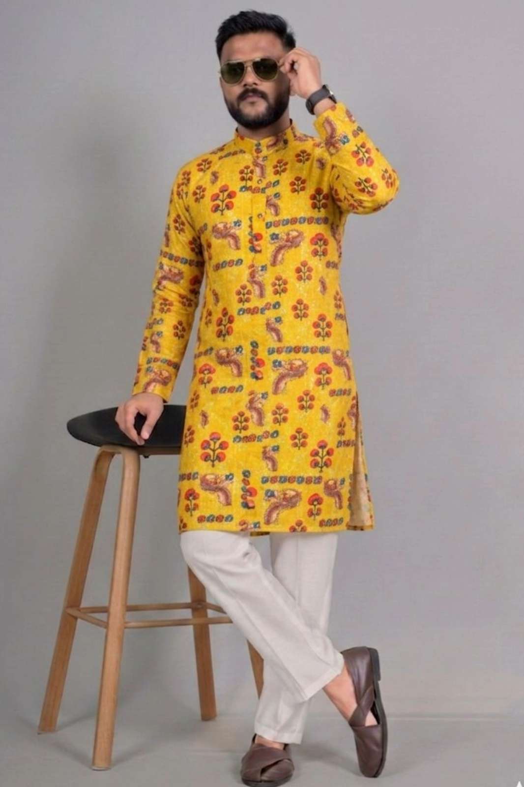 Shri Balaji Emporium SK 23221 Ready to Wear Rayon Mens Kurta with Cotton Payjama