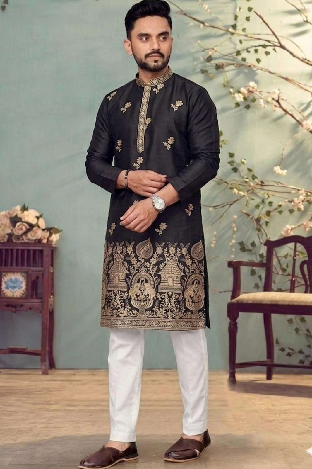 Shri Balaji Emporium SK 23223 Ready to Wear Star Cotton Mens Kurta Payjama