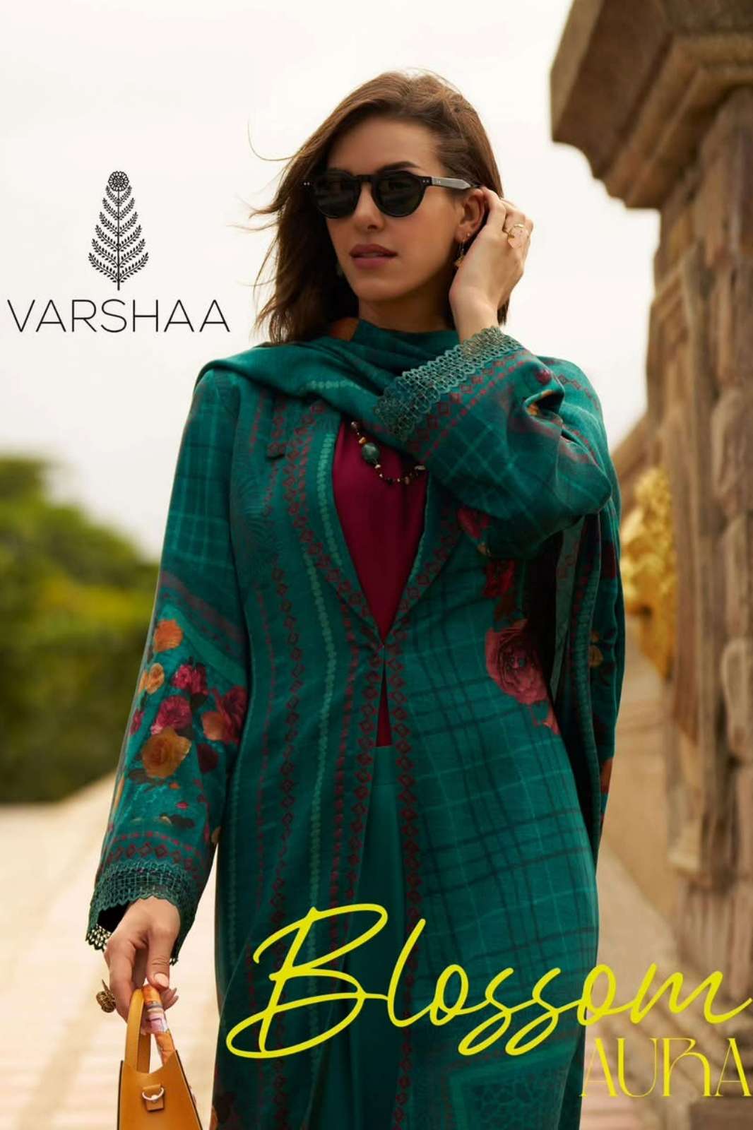 VARSHAA BLOSSOM AURA VISCOSE PASHMINA DIGITALLY PRINTED WITH HANDWORK SUIT